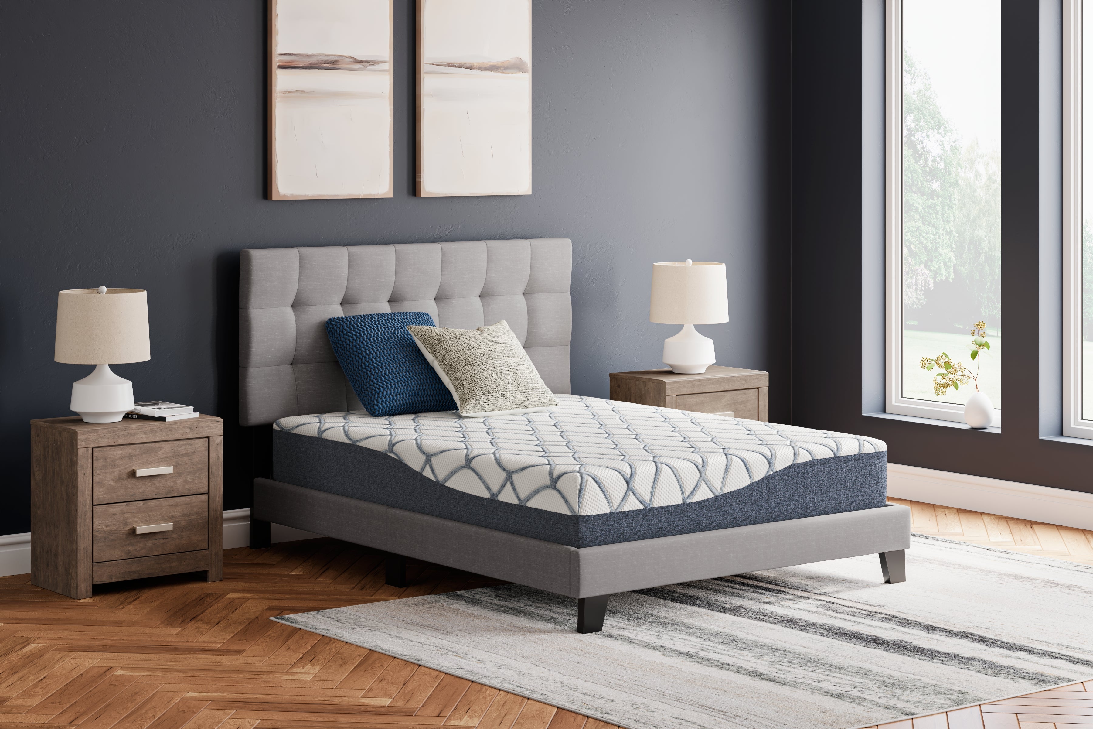 Coral Furniture - Ashley Furniture - 10 Inch Chime Elite 2.0 Mattresses - Full / White/Blue - M42521