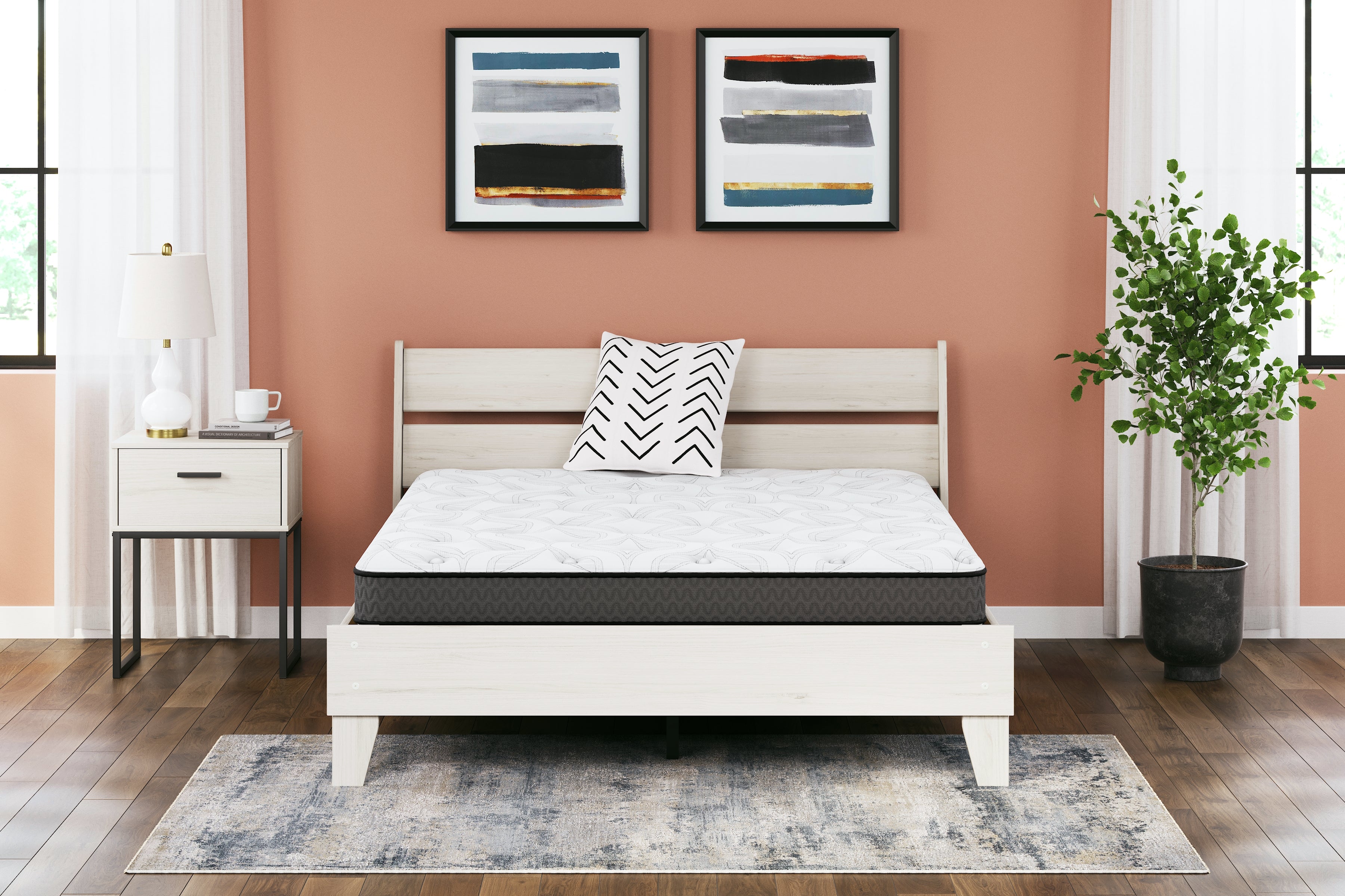 Coral Furniture - Ashley Furniture - 8 Inch Bonnell Hybrid Mattresses - Queen / White - M58731