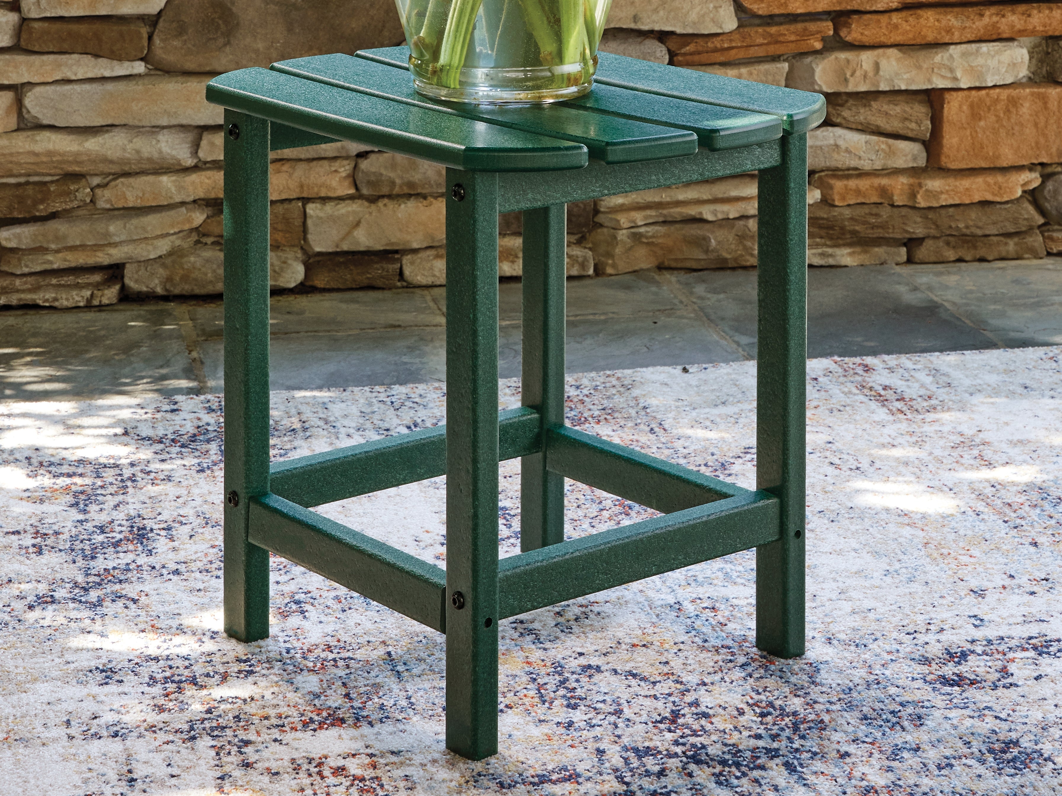 Coral Furniture - Ashley Furniture - Sundown Shores Outdoor - Rectangular End Table / Green - PCP007-703