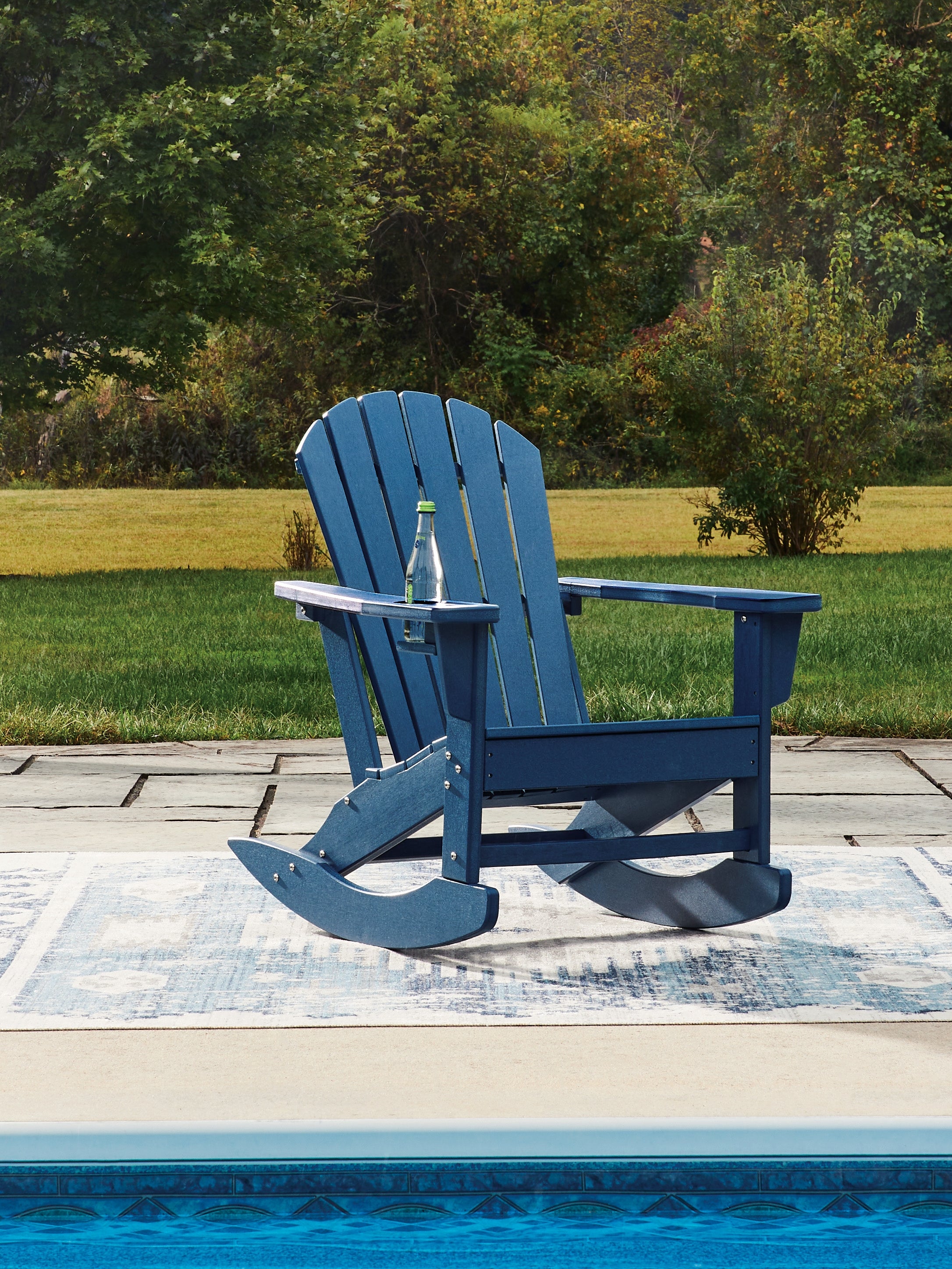 Coral Furniture - Ashley Furniture - Sundown Shores Outdoor - Rocking Chair / Blue - PCP019-827