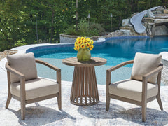 Coral Furniture - Ashley Furniture - Joy Lagoon Outdoor - Chairs w/CUSH/Table Set (3/CN) - PCP310-050