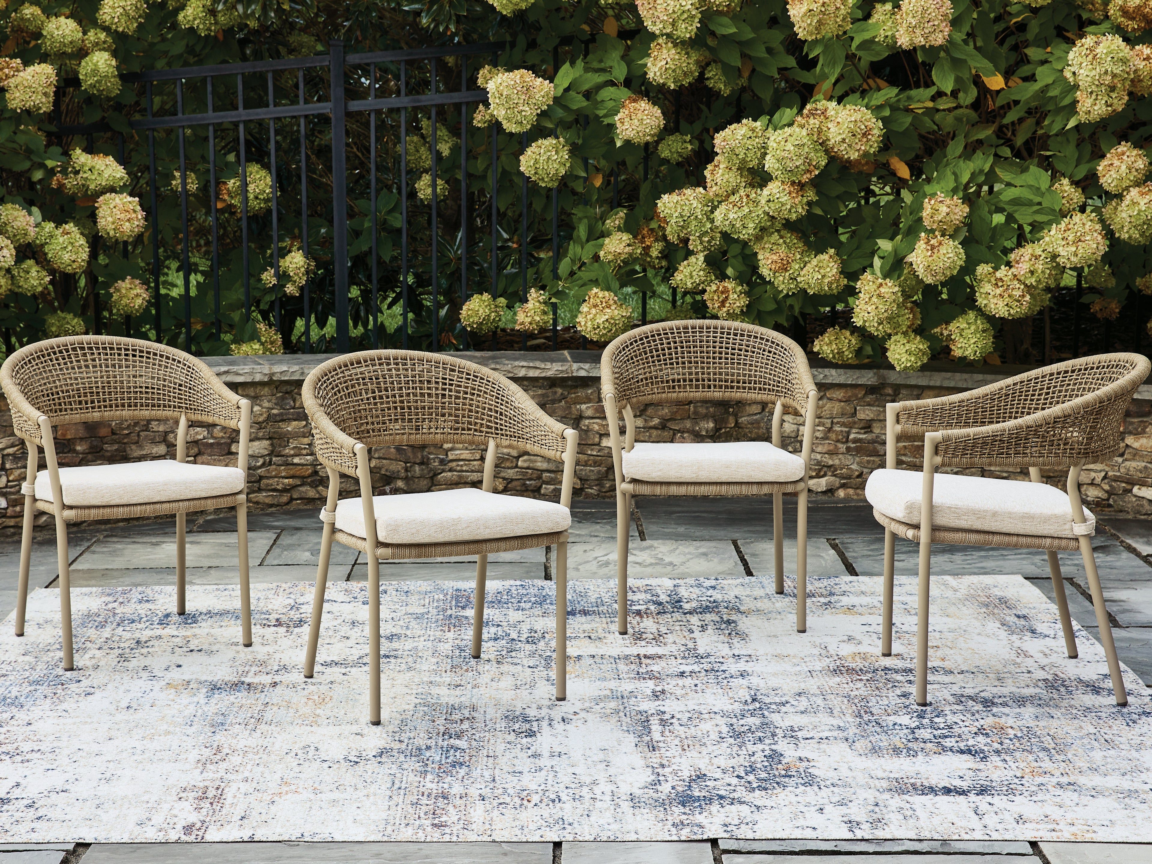 Coral Furniture - Ashley Furniture - Orchard Beach Outdoor - Arm Chair With Cushion (4/CN) / Beige - PCP373-601A