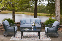 Coral Furniture - Ashley Furniture - Bridges Beach Outdoor - Love/Chairs/Table Set (4/CN) - PCP391-080