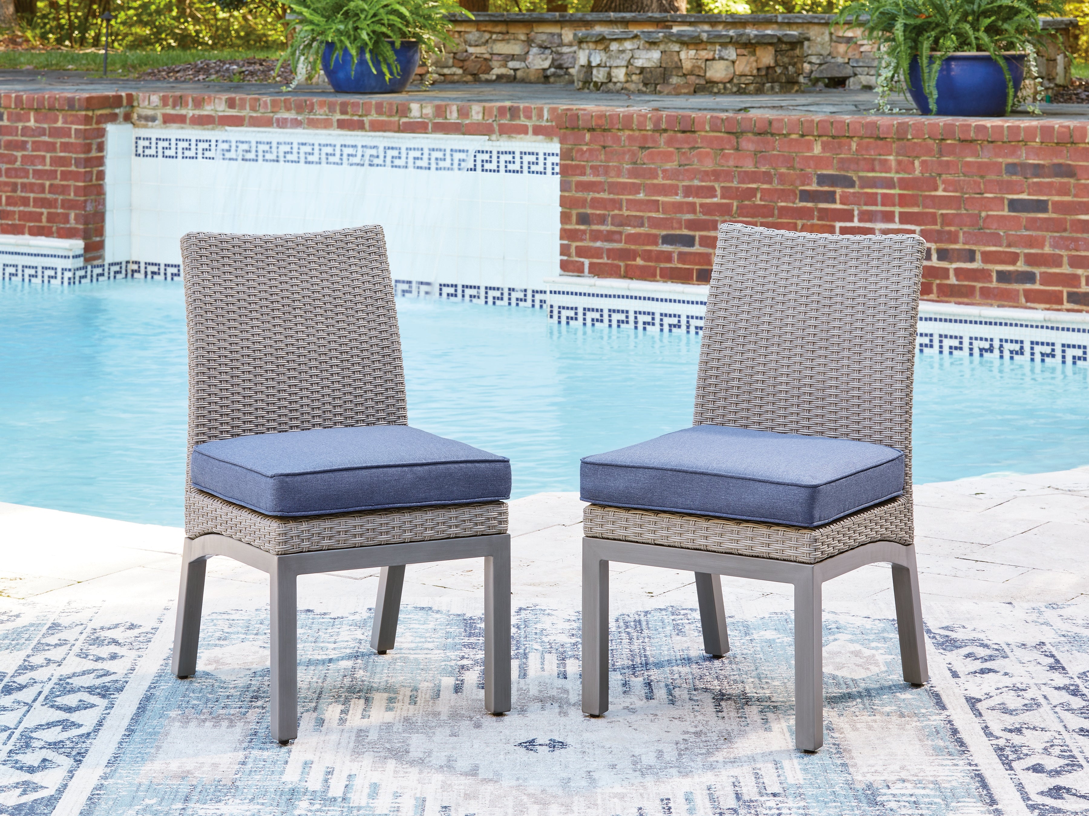 Coral Furniture - Ashley Furniture - Half Moon Beach Outdoor - Side Chair with Cushion (Set of 2) - PCP418-601