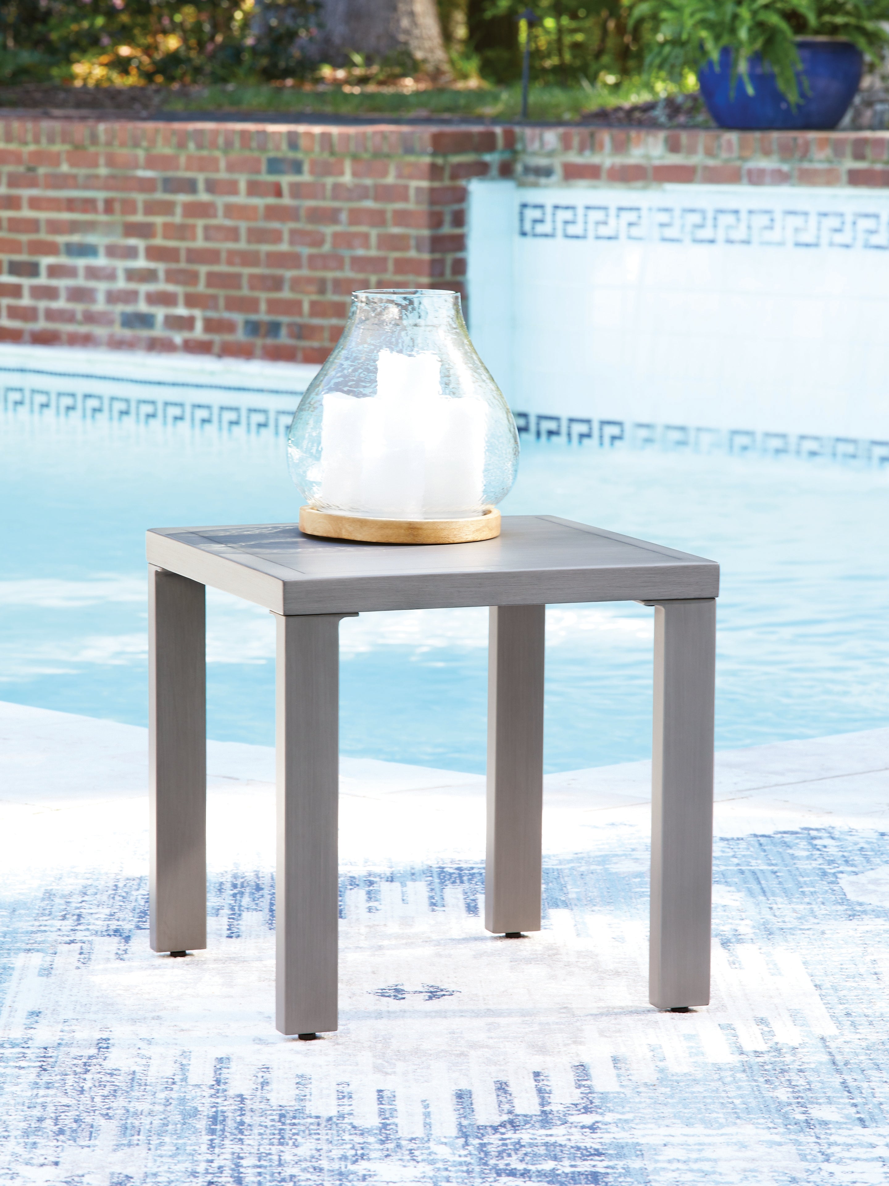Coral Furniture - Ashley Furniture - Half Moon Beach Outdoor - Square End Table / Gray - PCP418-702