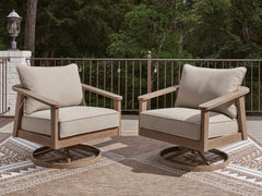 Coral Furniture - Ashley Furniture - Harmony Headlands Outdoor - Swivel Lounge w/ Cushion / Natural/Gray - PCP428-821