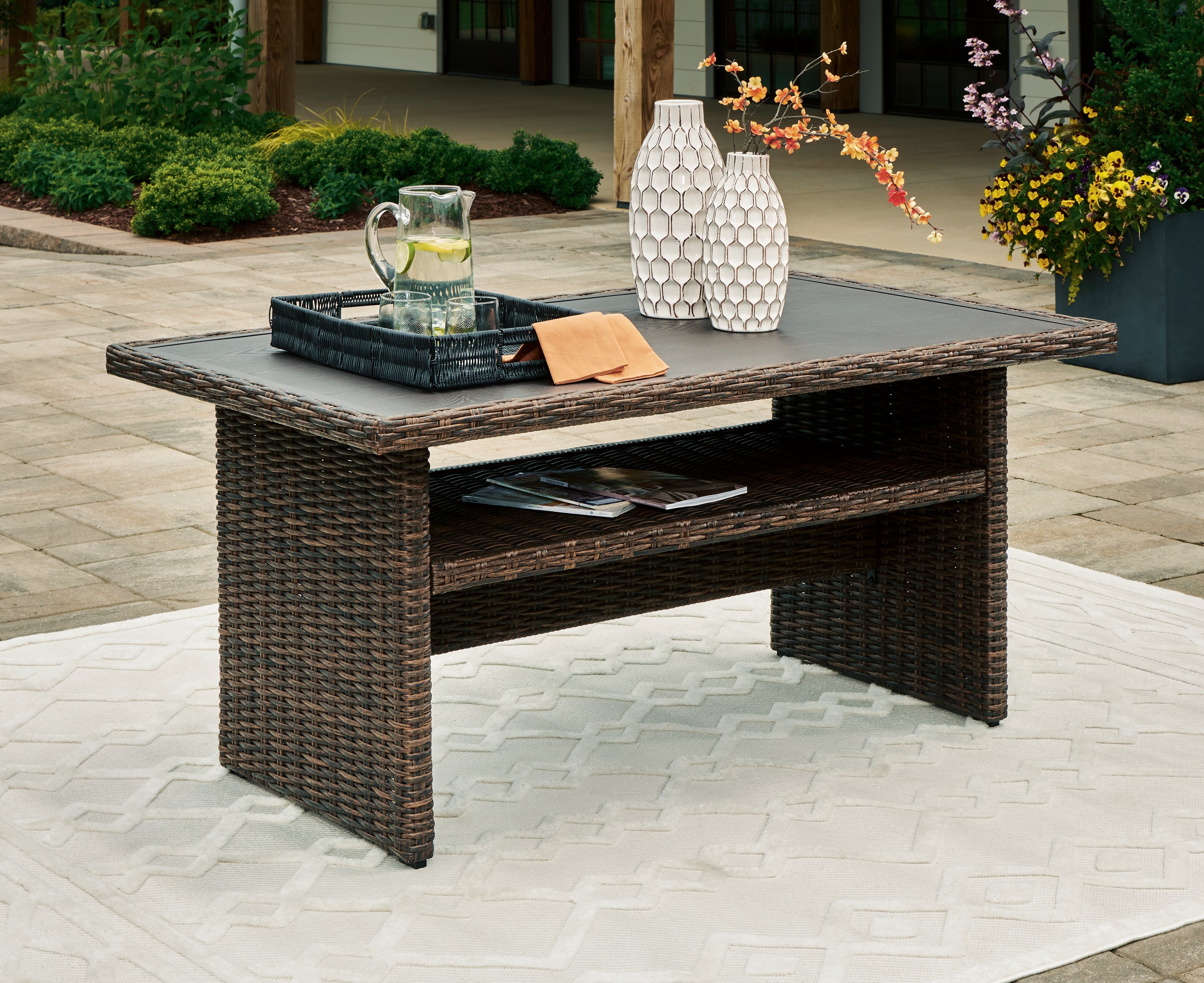Coral Furniture - Ashley Furniture - Brook Ranch Outdoor - RECT Multi-Use Table / Brown - P465-625