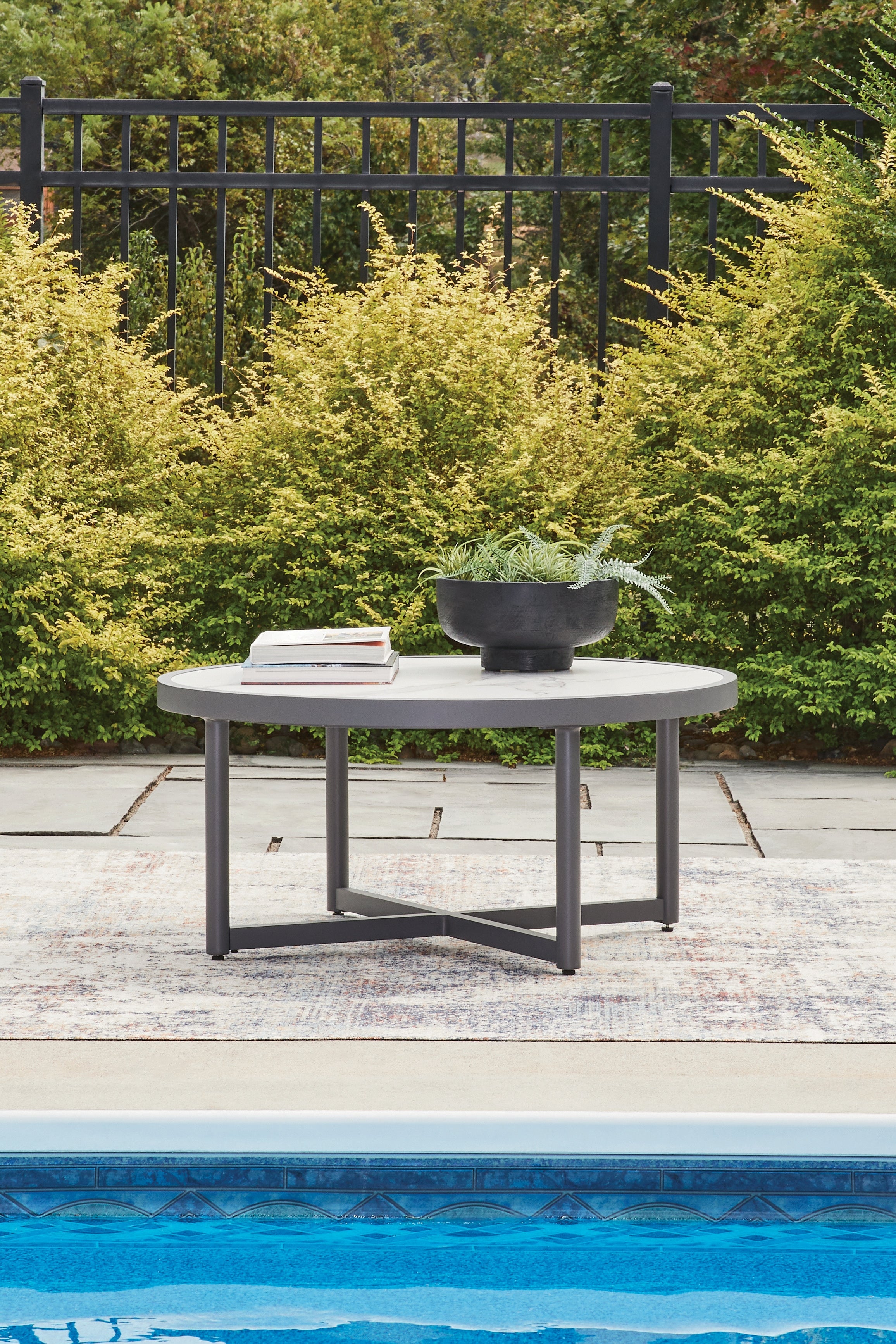 Coral Furniture - Ashley Furniture - Ocean Beach Outdoor - Round Cocktail Table / Gray - PCP510-708