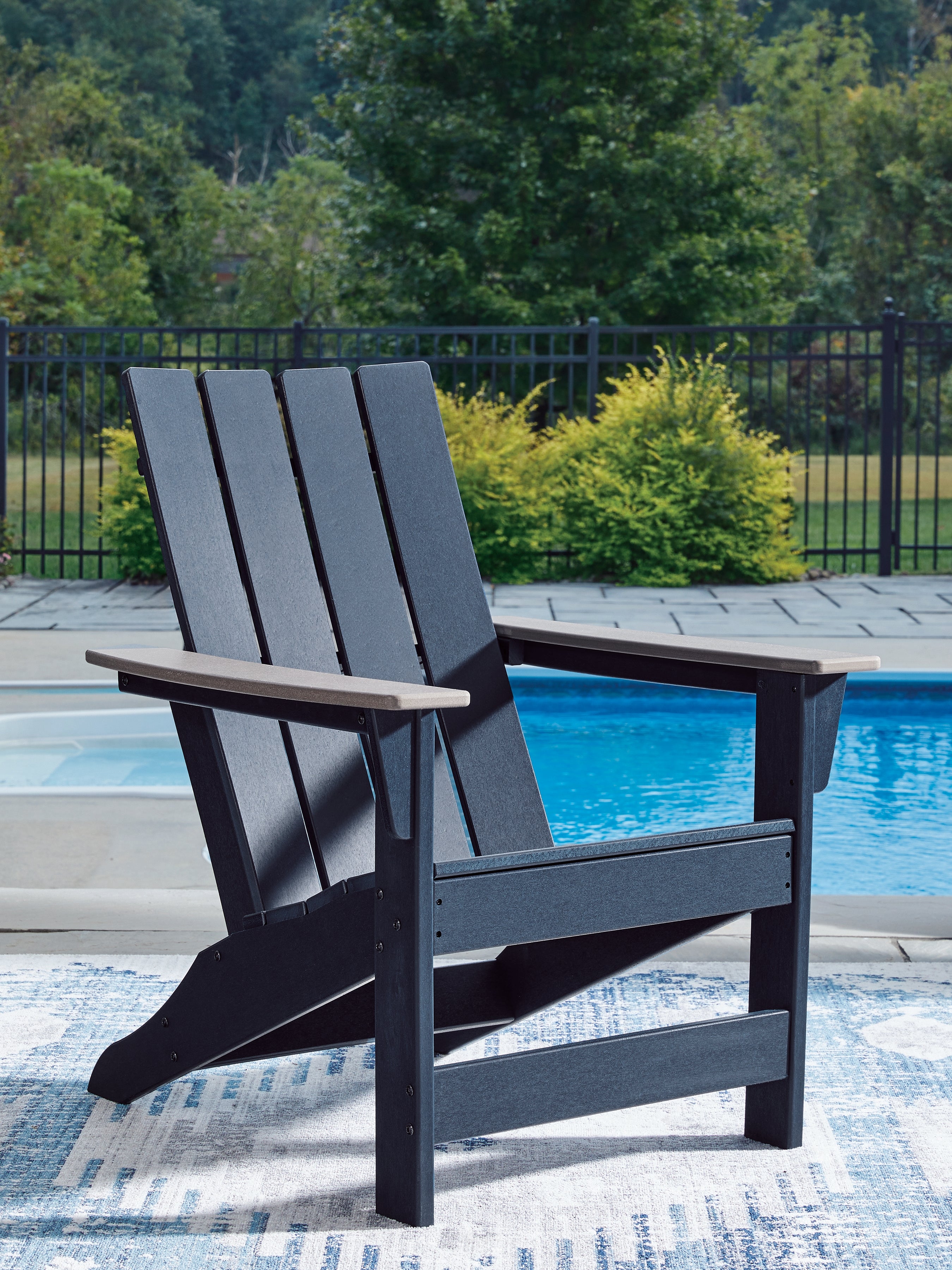 Coral Furniture - Ashley Furniture - East Beach Outdoor - Adirondack Chair / Navy Blue/Driftwood - PCP587-898