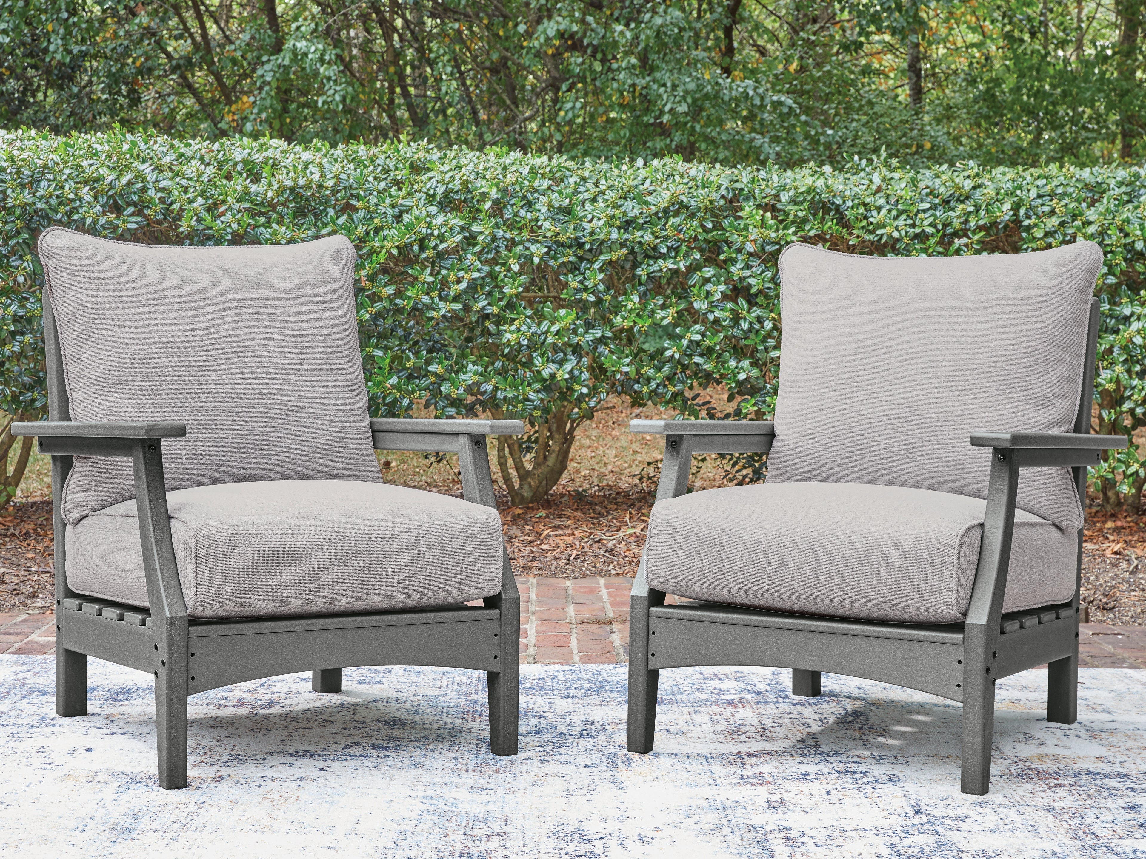 Coral Furniture - Ashley Furniture - Cove Beach Outdoor - Lounge Chair w/Cushion (Set of 2) / Gray - PCP803-820