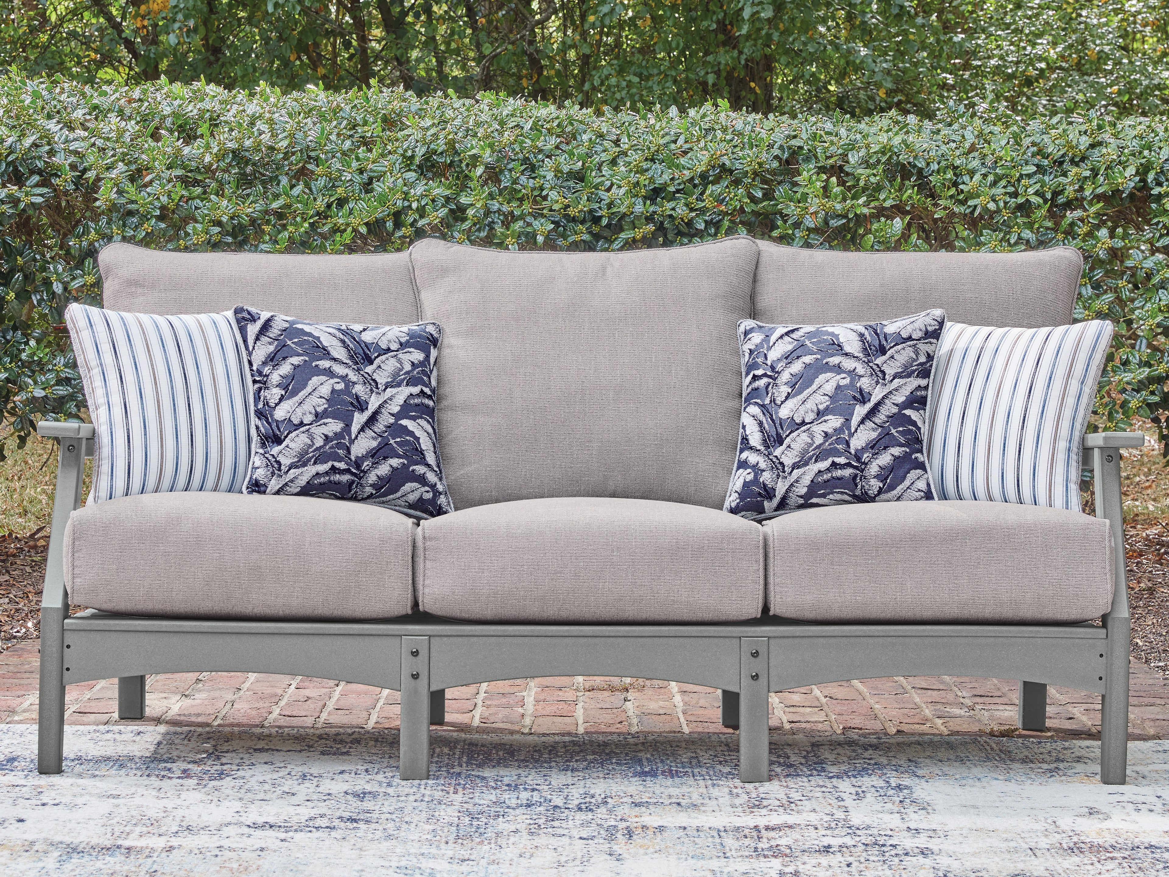 Coral Furniture - Ashley Furniture - Cove Beach Outdoor - Sofa with Cushion / Gray - PCP803-838
