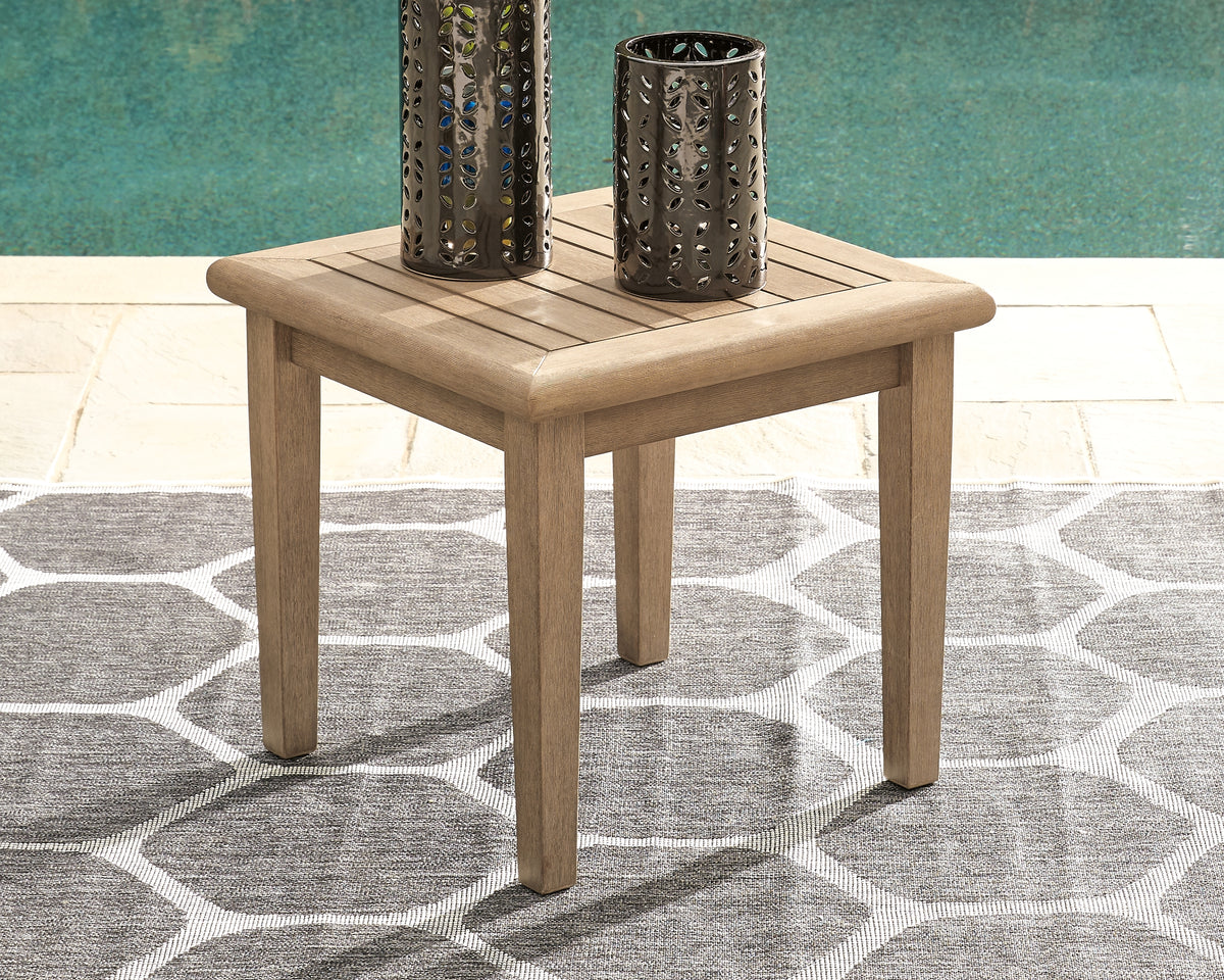 Coral Furniture - Ashley Furniture - Gerianne Outdoor - Square End Table / Grayish Brown - P805-702