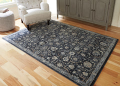 Coral Furniture - Ashley Furniture - Hilcott Rug - 5'3" x 7'3" Rug / Blue/Cream/Brown - R406112