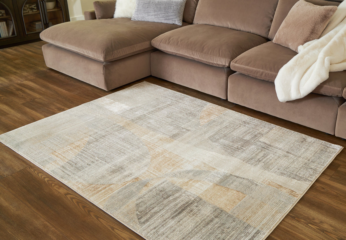 Coral Furniture - Ashley Furniture - Truward Rug - 8' x 10' Rug / Linen/Gray/Caramel - R406471