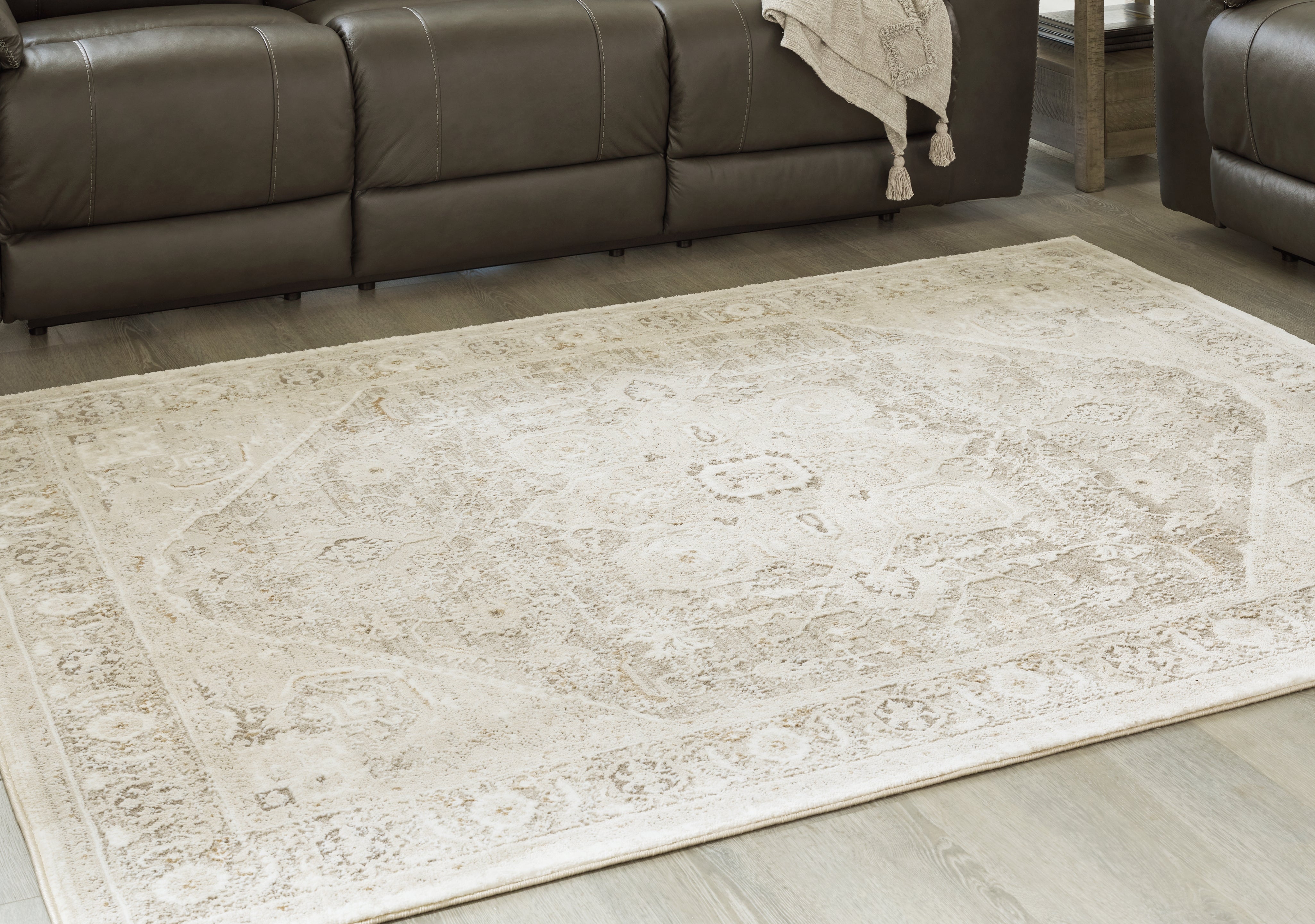 Coral Furniture - Ashley Furniture - Gatwell Rug - 8' x 10' Rug / Ivory/Gray/Tan - R406511