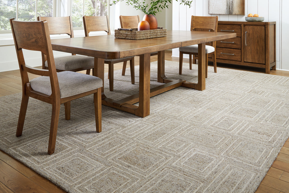 Coral Furniture - Ashley Furniture - Brickburgh Rug - 8' x 10' Rug / Gray/Ivory/Honey - R406901