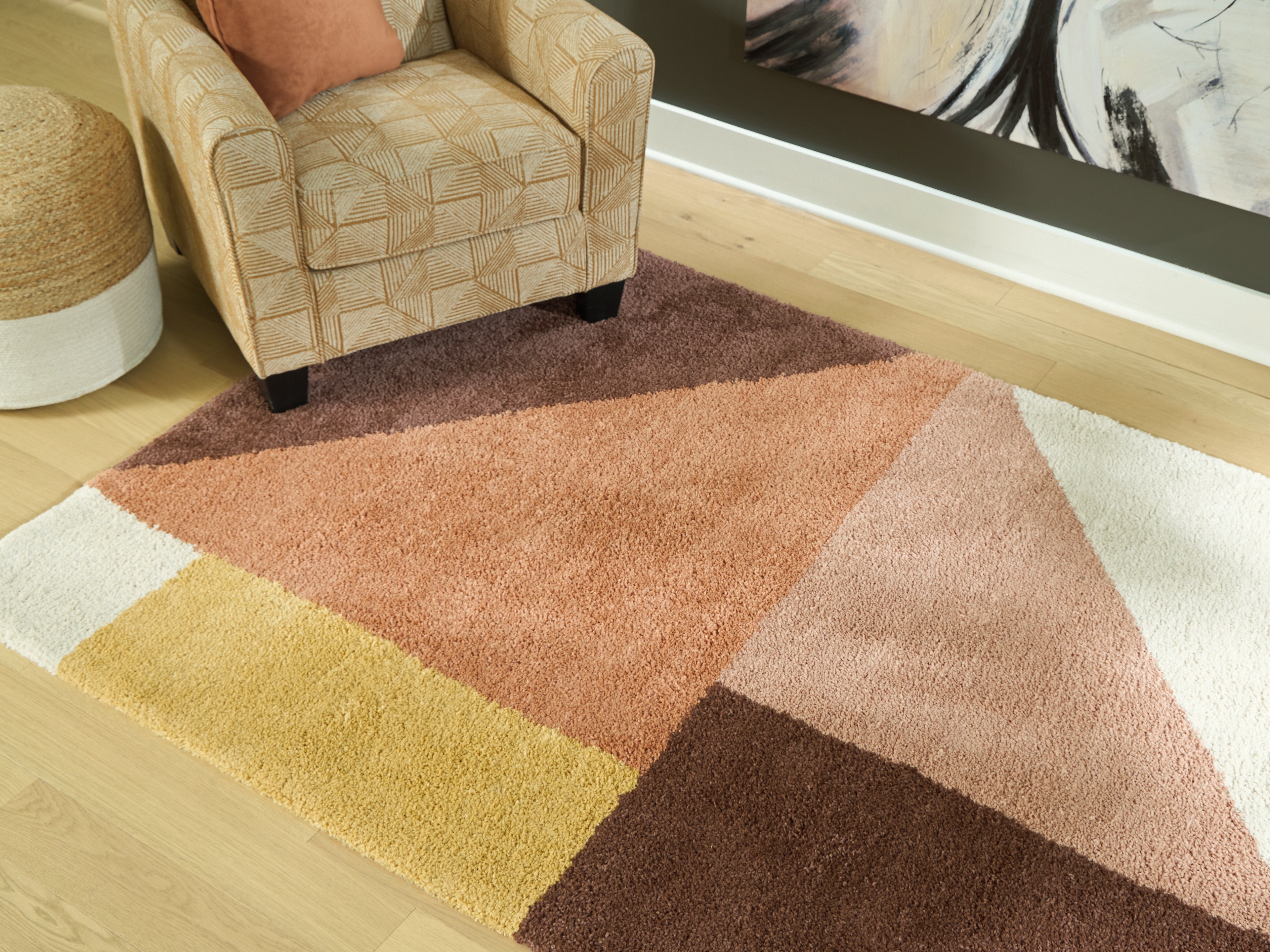 Coral Furniture - Ashley Furniture - Gailmore Rug - 8' x 10' Rug / Cream/Pink/Ocher - R407171