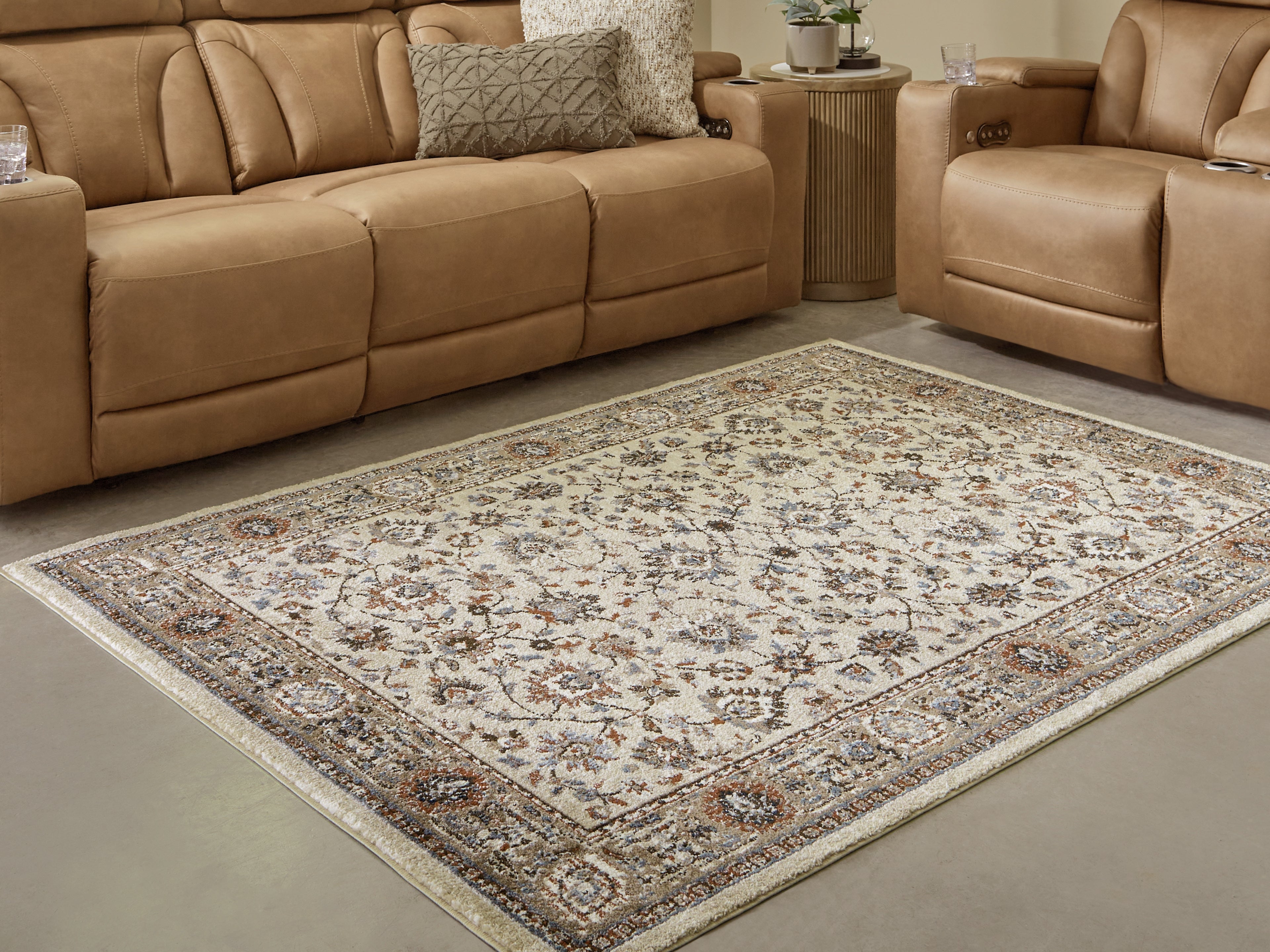 Coral Furniture - Ashley Furniture - Beritham Rug - Large Rug / Blue/Brown/Beige - R407261