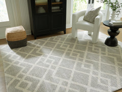 Coral Furniture - Ashley Furniture - Unawick Rug - Large Rug / Gray/Ivory - R407331