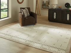 Coral Furniture - Ashley Furniture - Dot Rug - 5' x 7' Area Rug / Cream/Brown/Taupe - R407652