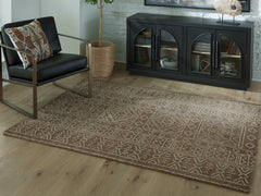 Coral Furniture - Ashley Furniture - Merrittman Rug - 7'8" x 10' Area Rug / Brown/Ivory - R407701