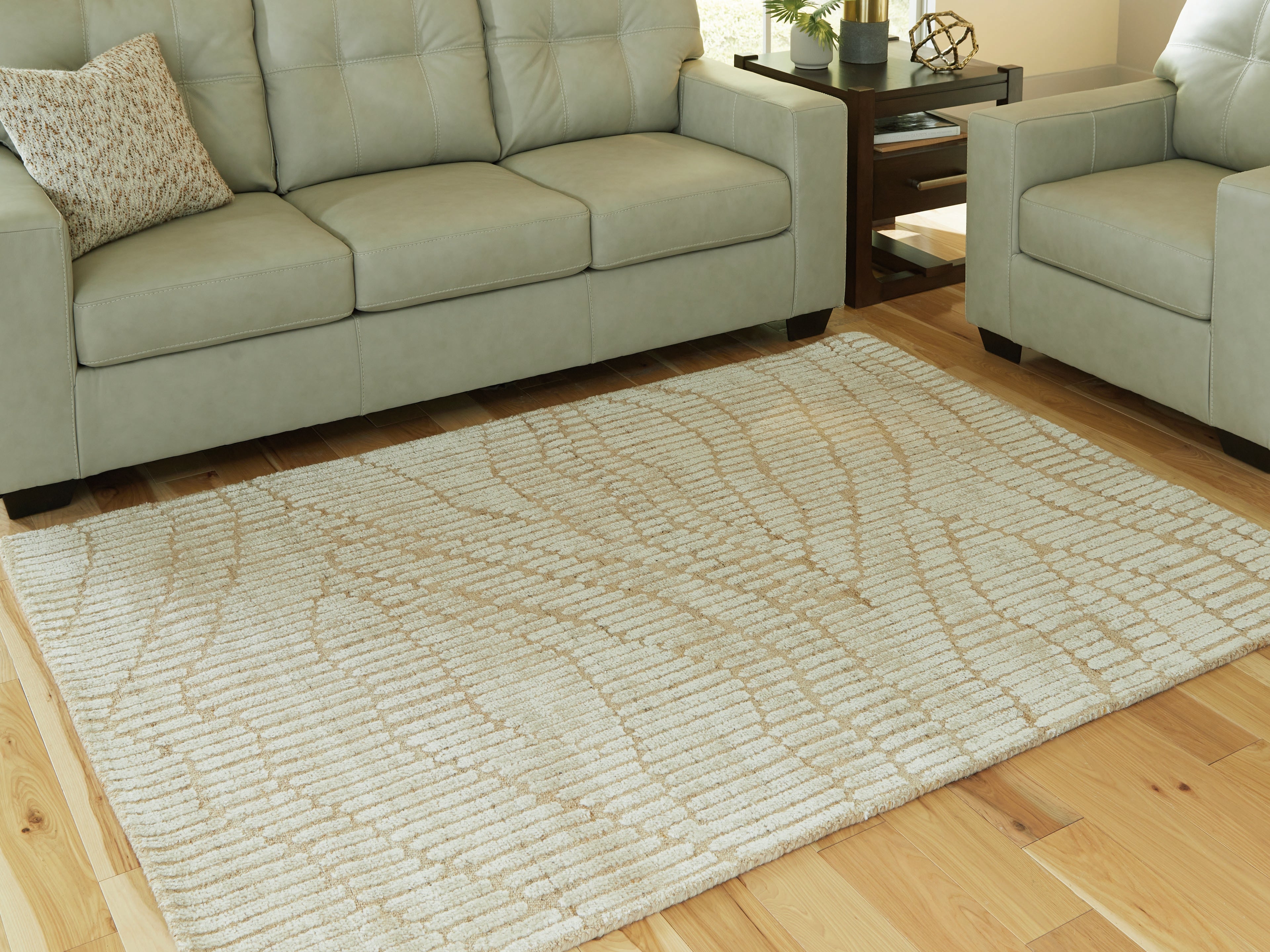 Coral Furniture - Ashley Furniture - Jaseena Rug - 5' x 7' Area Rug / Beige/Tan - R407722