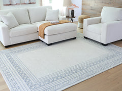 Coral Furniture - Ashley Furniture - Azelhurst Rug - 5' x 7' Area Rug / Blue/Ivory/Gray - R407852