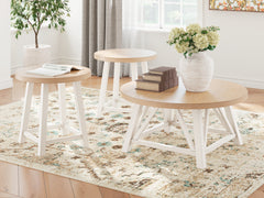 Coral Furniture - Ashley Furniture - Fawndell Table (Set of 3) - Occasional Table Set (3/CN) / Antique White/Brown - T193-13