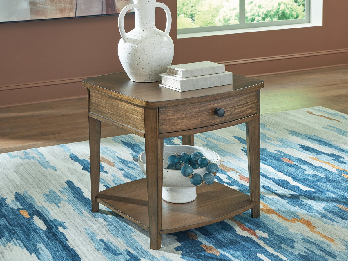 Coral Furniture - Ashley Furniture - Burkbyer End Table - Rectangular End Table / Brown - T513-3
