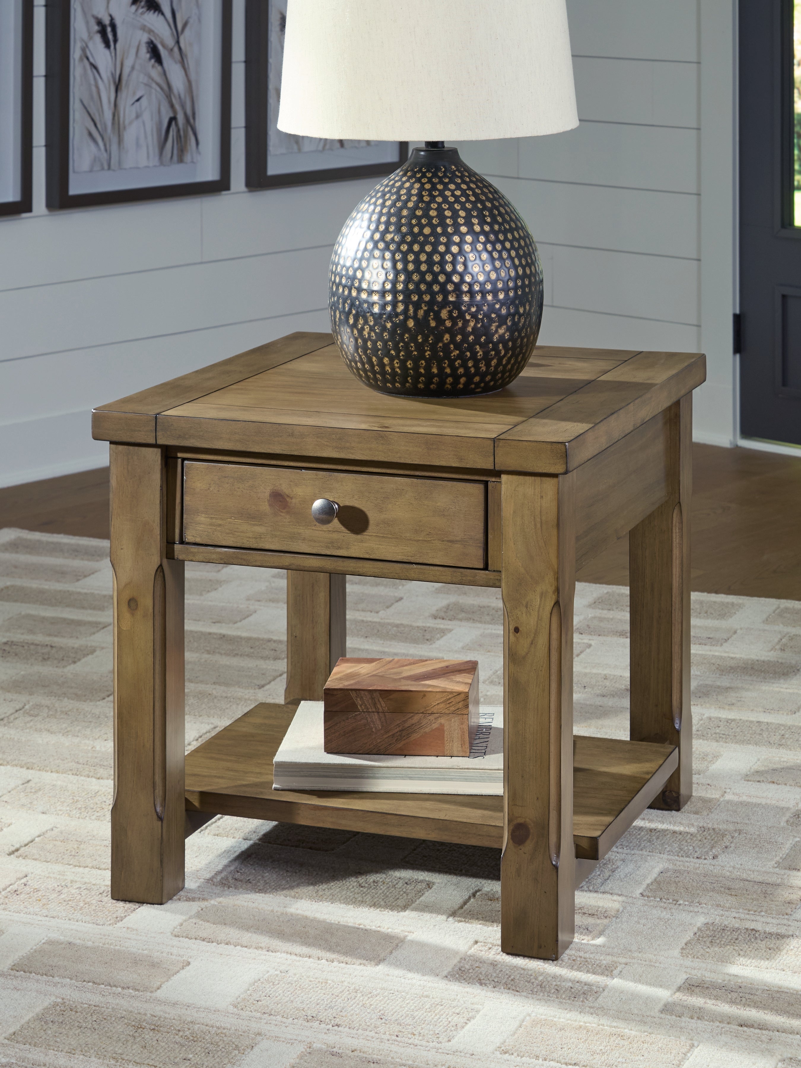Coral Furniture - Ashley Furniture - Vandenmore End Table - Rectangular End Table / Medium Brown - T539-3