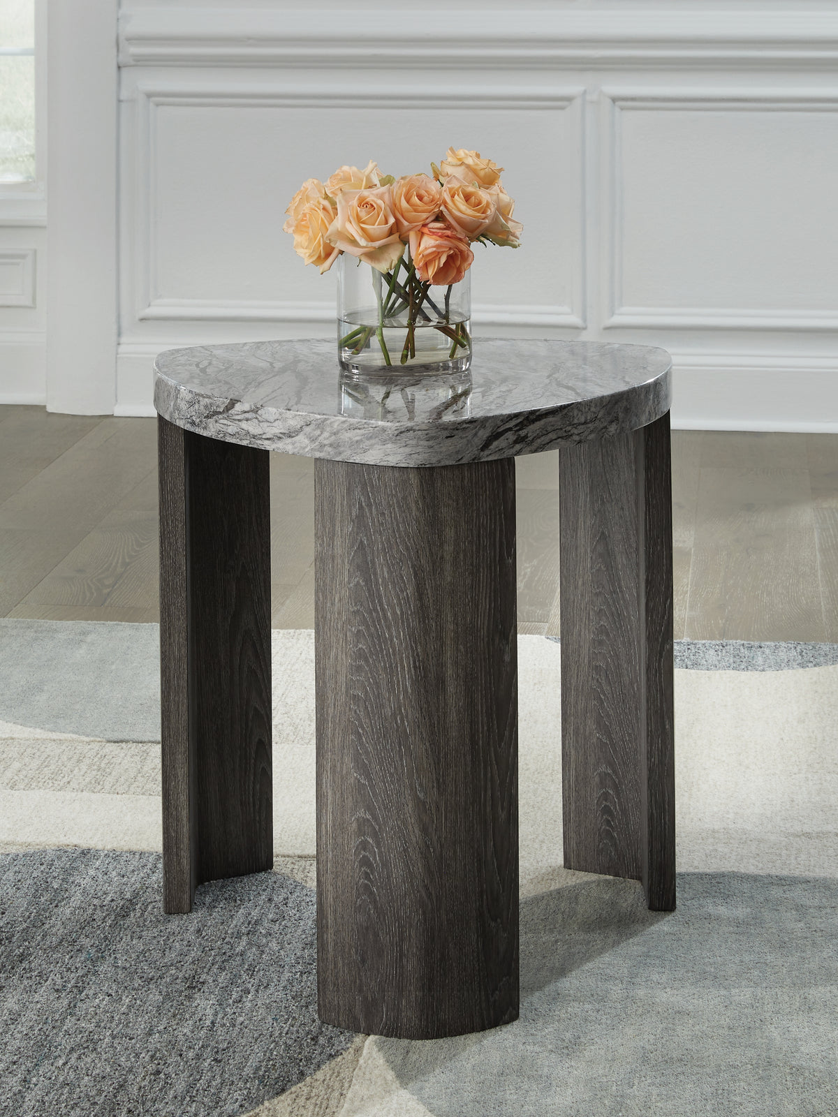 Coral Furniture - Ashley Furniture - Surmour End Table - Triangle End Table / Gray/Brown - T600-6