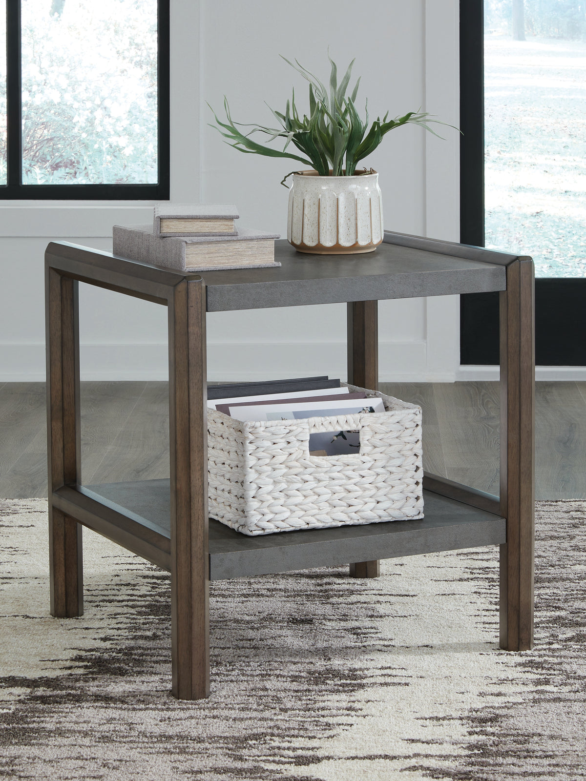 Coral Furniture - Ashley Furniture - Kallenny End Table - Rectangular End Table / Brown/Gray - T669-3