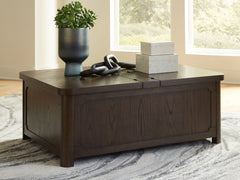 Coral Furniture - Ashley Furniture - Breckington Coffee Table With Storage - Cocktail Table with Storage / Dark Brown - T678-20