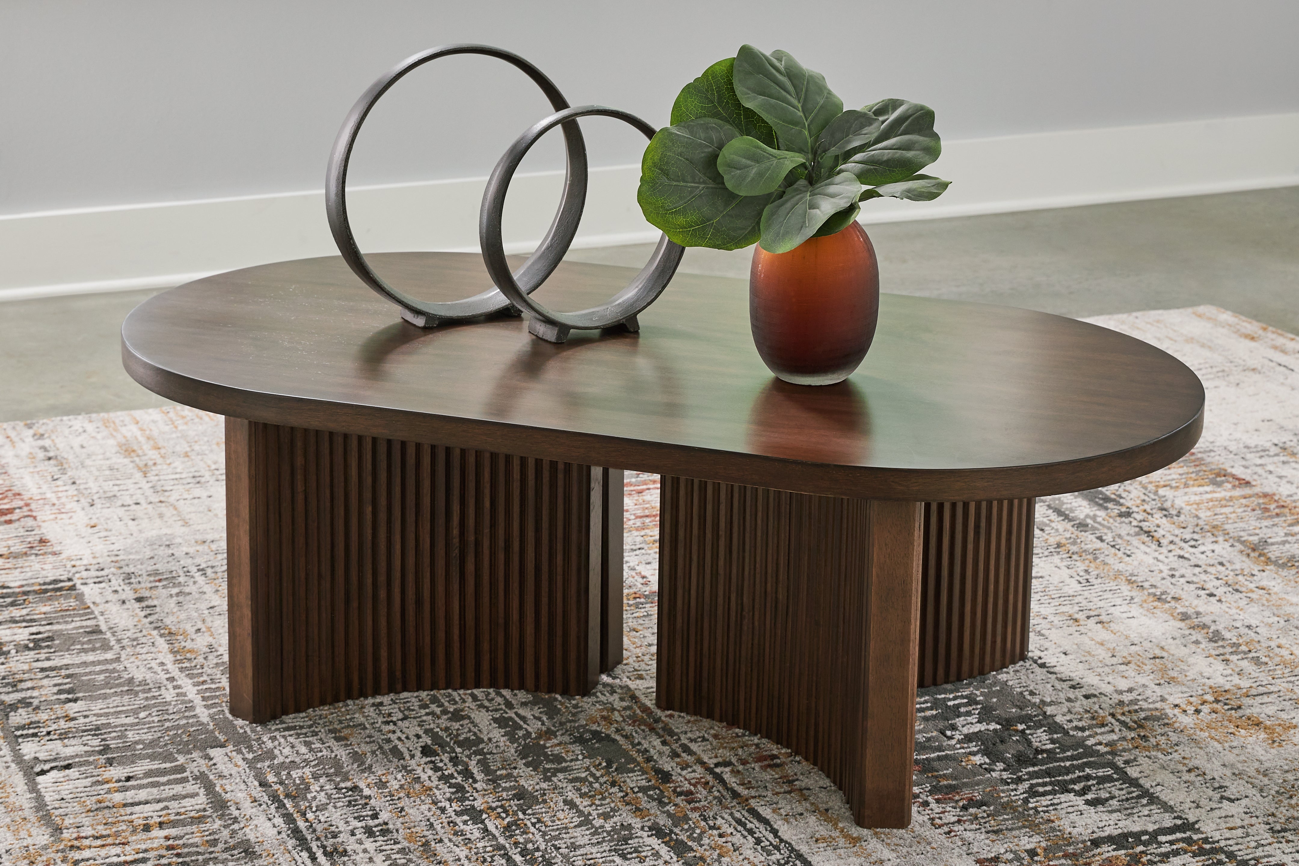 Coral Furniture - Ashley Furniture - Korestone Coffee Table - Rectangular Cocktail Table / Dark Brown - T438-1