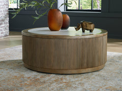 Coral Furniture - Ashley Furniture - Camdill Coffee Table - Round Cocktail Table / Light Brown/White - T808-8