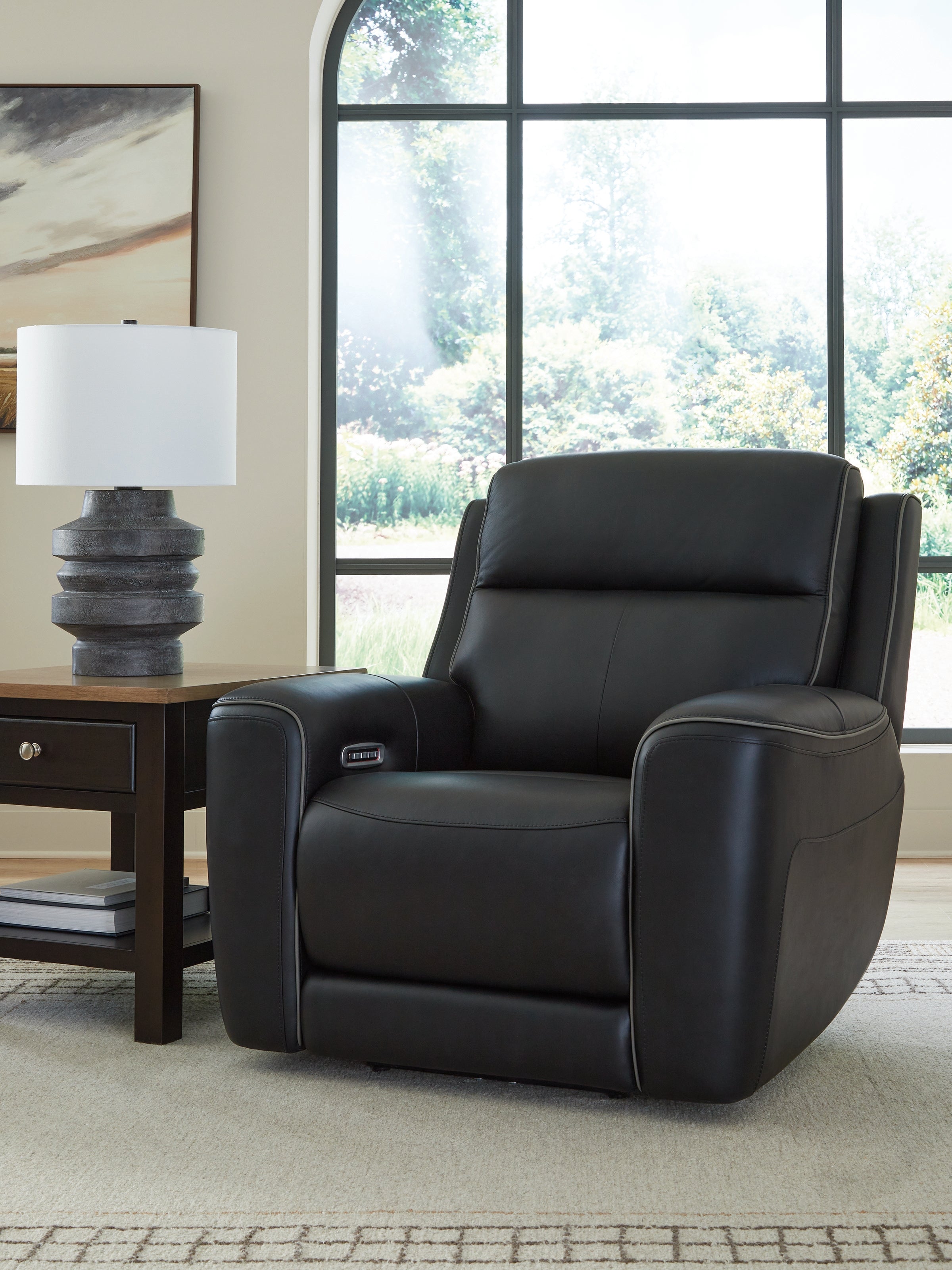 Coral Furniture - Ashley Furniture - 5Z-Comfort Living Room - PWR Recliner/ADJ Headrest / Onyx - PCU1090213