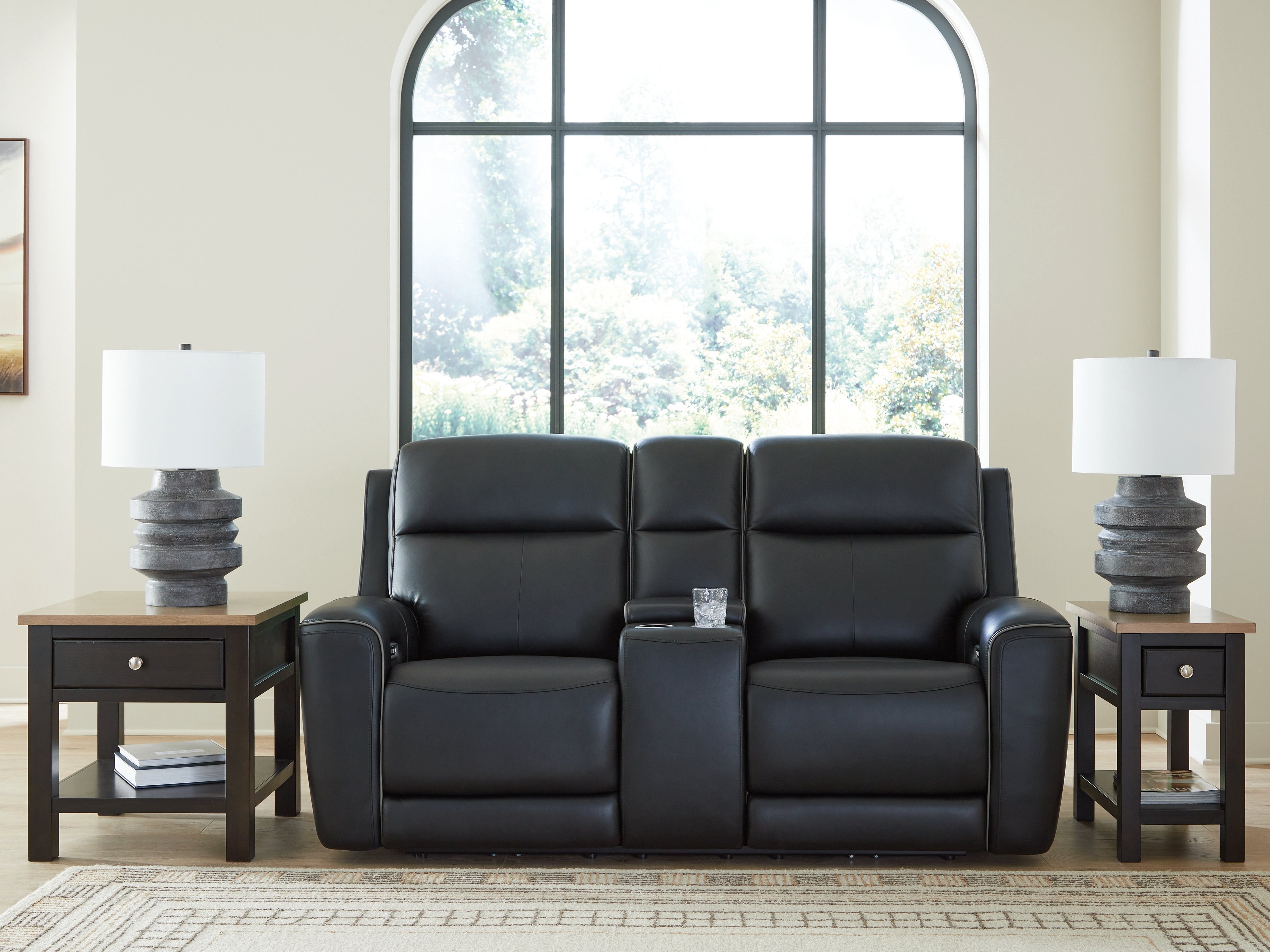 Coral Furniture - Ashley Furniture - 5Z-Comfort Living Room - PWR REC Loveseat/CON/ADJ HDRST / Onyx - PCU1090218