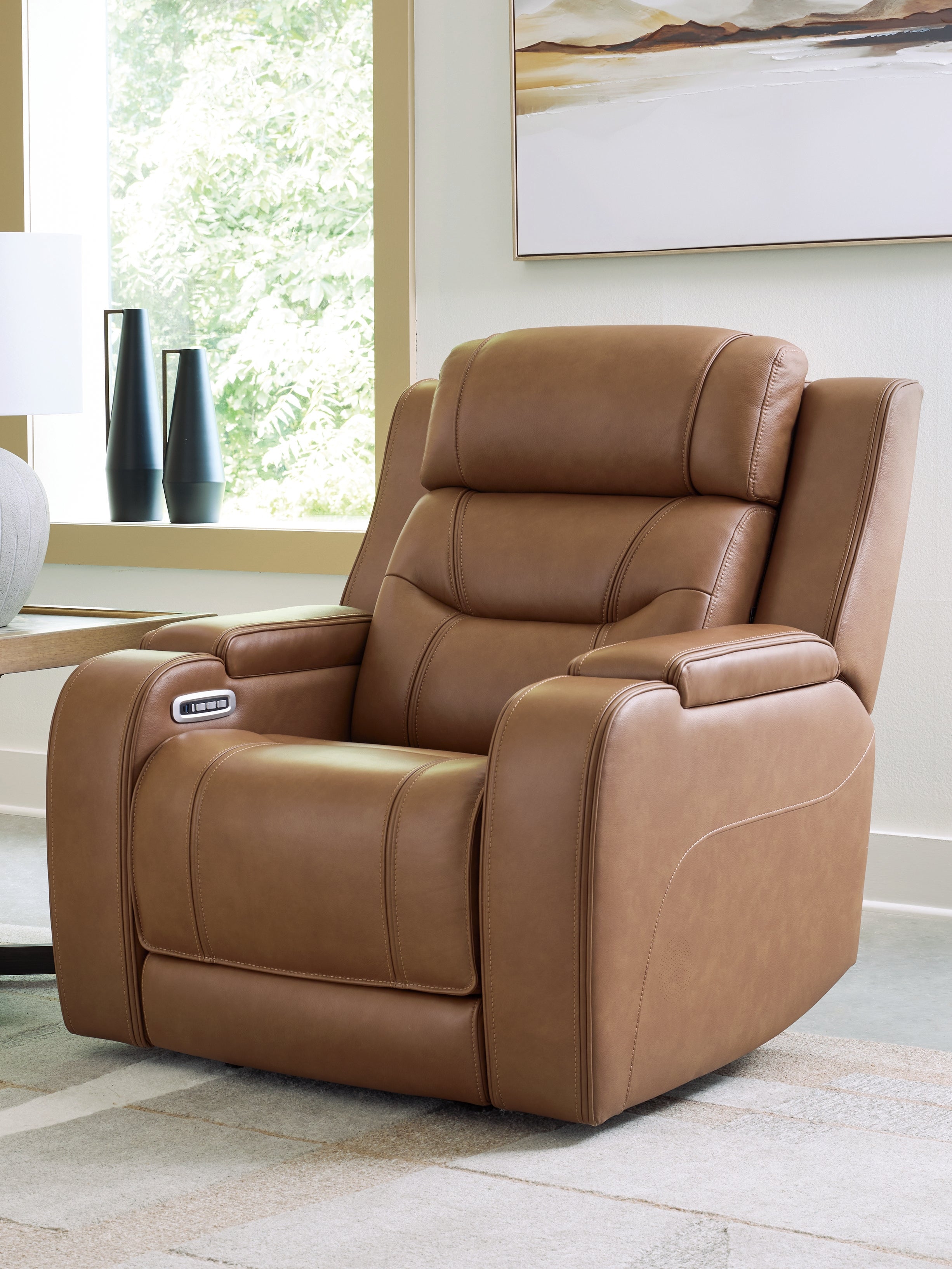 Coral Furniture - Ashley Furniture - Knightington Living Room - Power Recliner w/Audio Seating / Caramel - PCU1160013A
