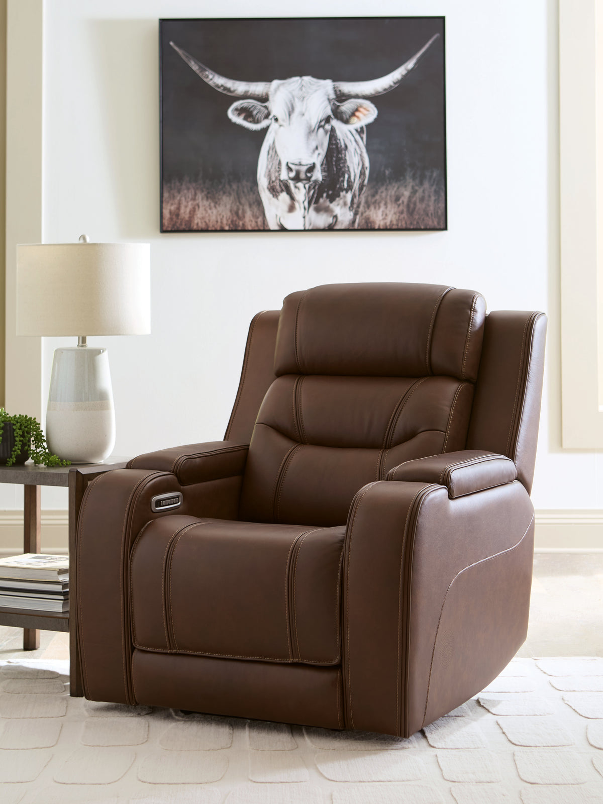 Coral Furniture - Ashley Furniture - Knightington Living Room - PWR REC Sofa w/Audio Seating / Brown - PCU1160215A