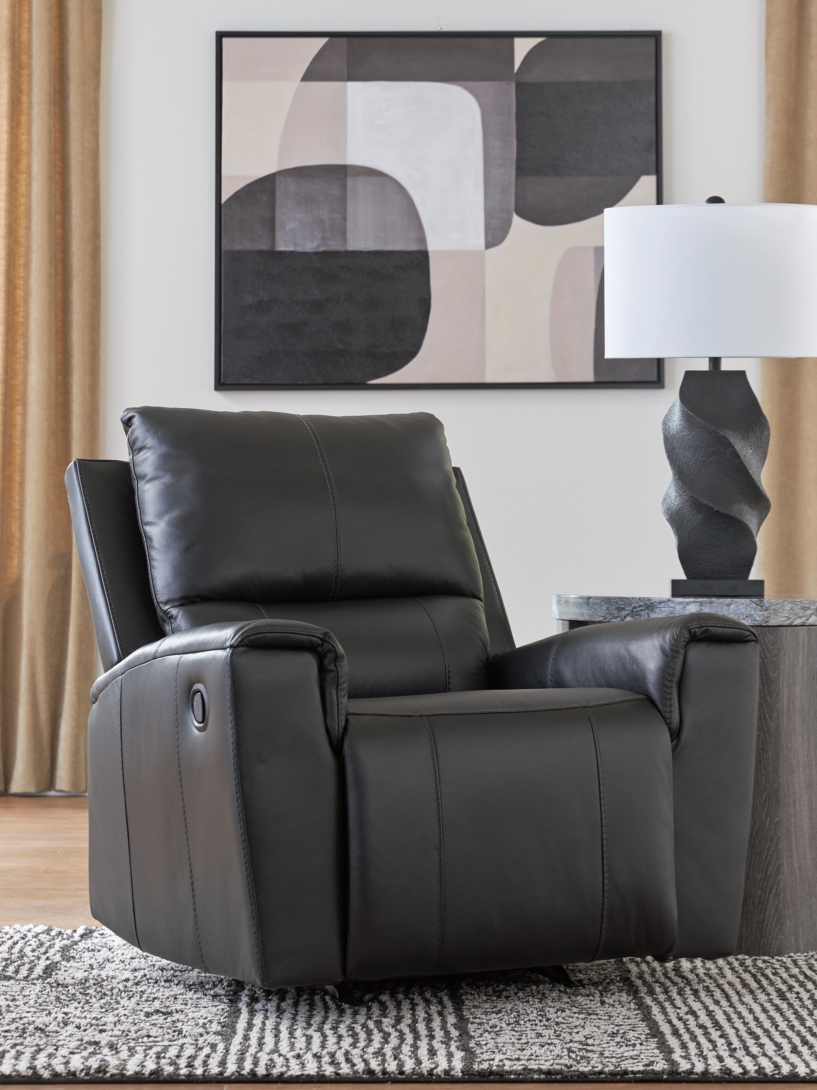 Coral Furniture - Ashley Furniture - Glossmore Living Room - Rocker Recliner / Black - PCU1170025