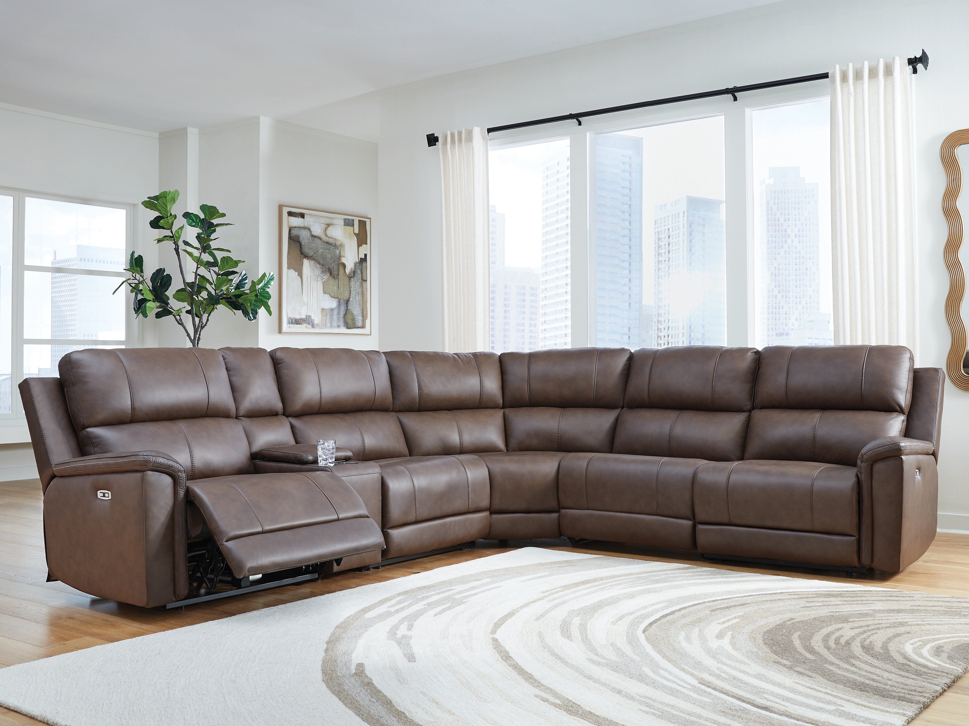 Coral Furniture - Ashley Furniture - Bleckley Sectional - 6-Piece Power Reclining Sectional / Espresso - PCU12001S5