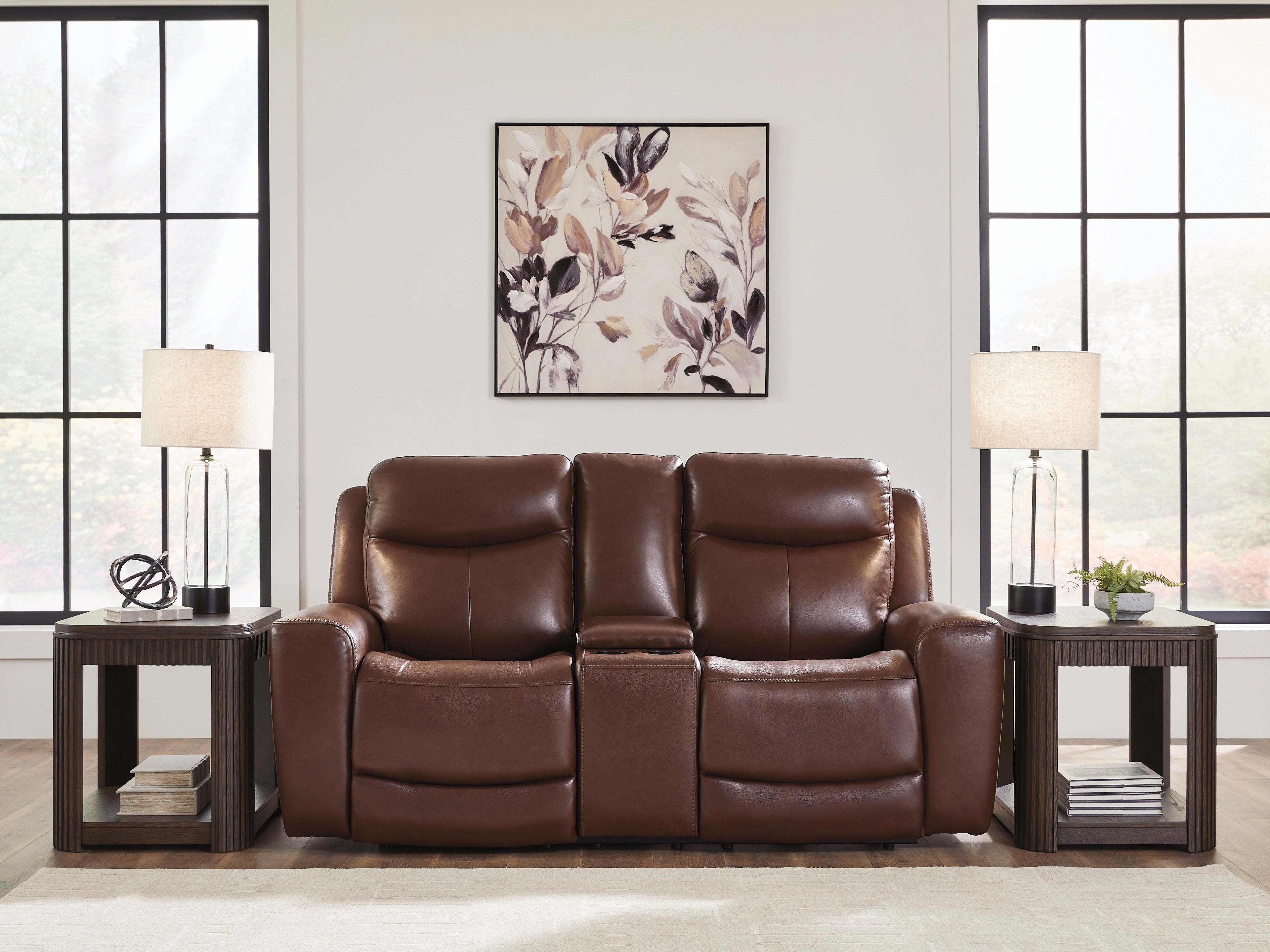 Coral Furniture - Ashley Furniture - Next Move Living Room - PWR REC Loveseat/CON/ADJ HDRST / Mahogany - PCU1210218