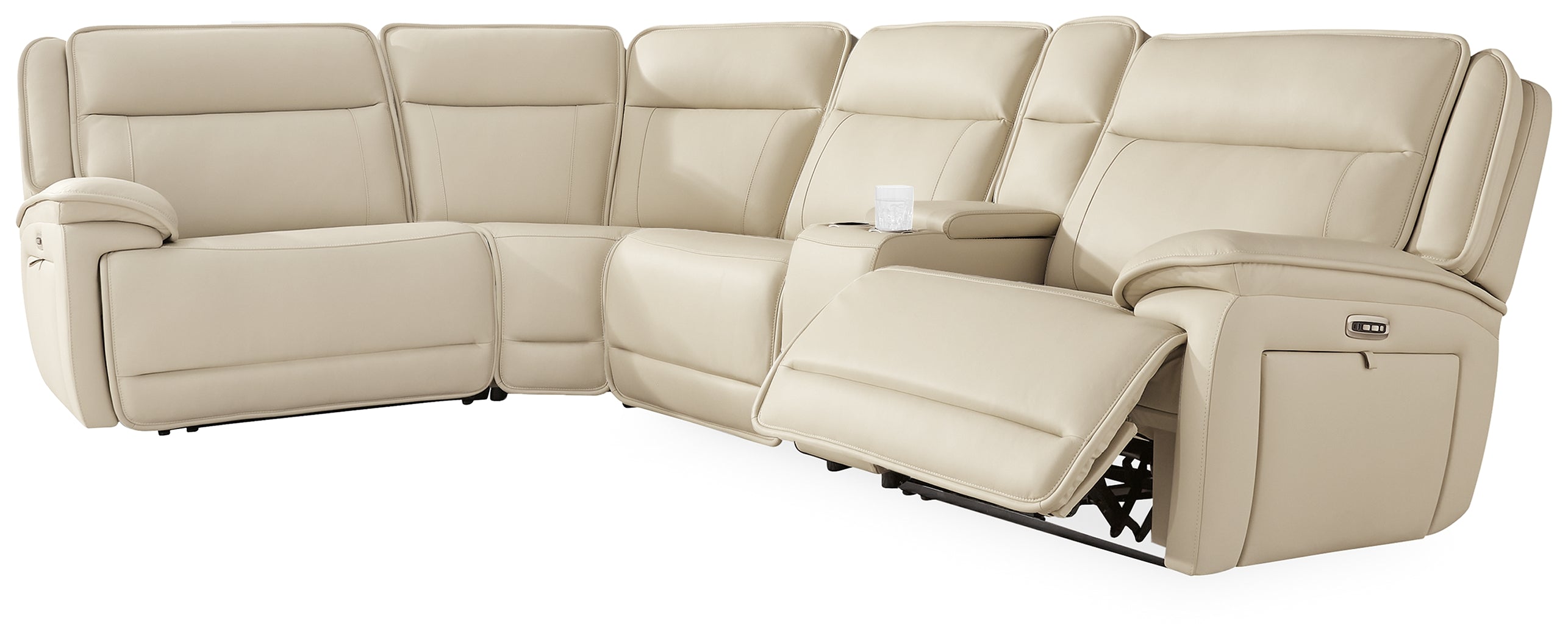 Coral Furniture - Ashley Furniture - Double Deal Sectional - 5-Piece Reclining Sectional with Console / Almond - U13001S8