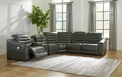 Coral Furniture - Ashley Furniture - Center Line Sectional - 3-Piece Power Reclining Sectional Sofa / Dark Gray - U63404S5