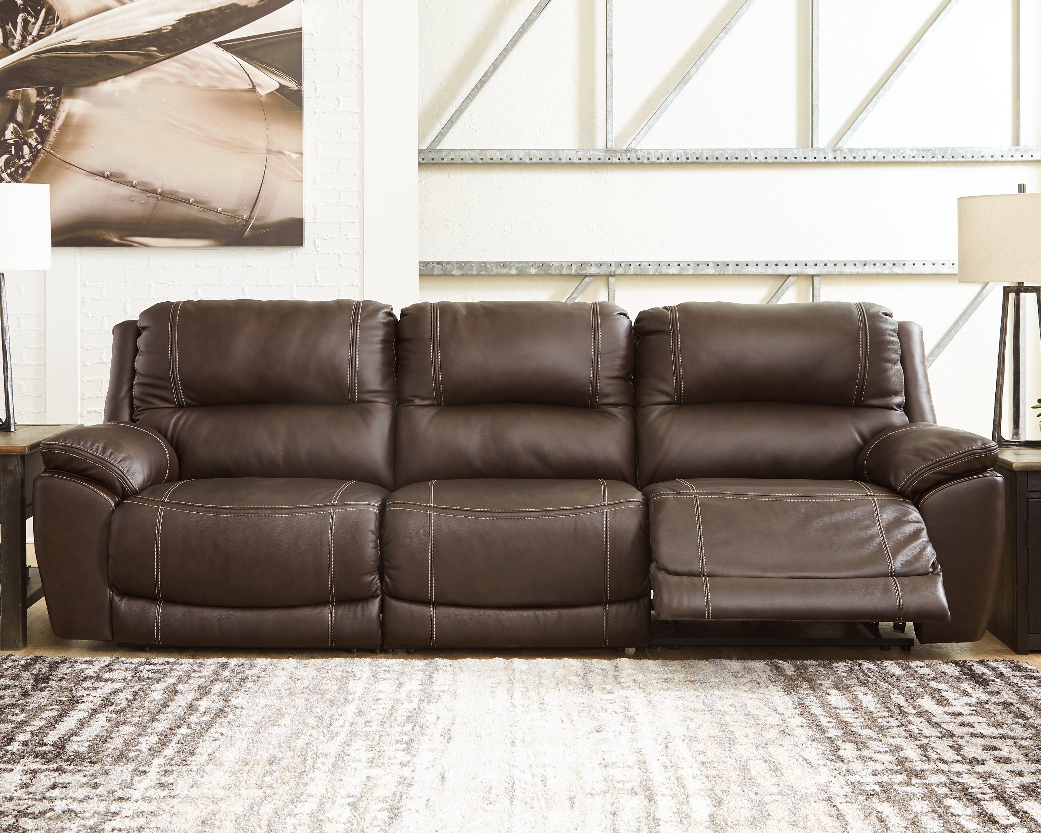 Coral Furniture - Ashley Furniture - Dunleith Sectional - 3-Piece Power Reclining Sofa / Chocolate - U71604S5