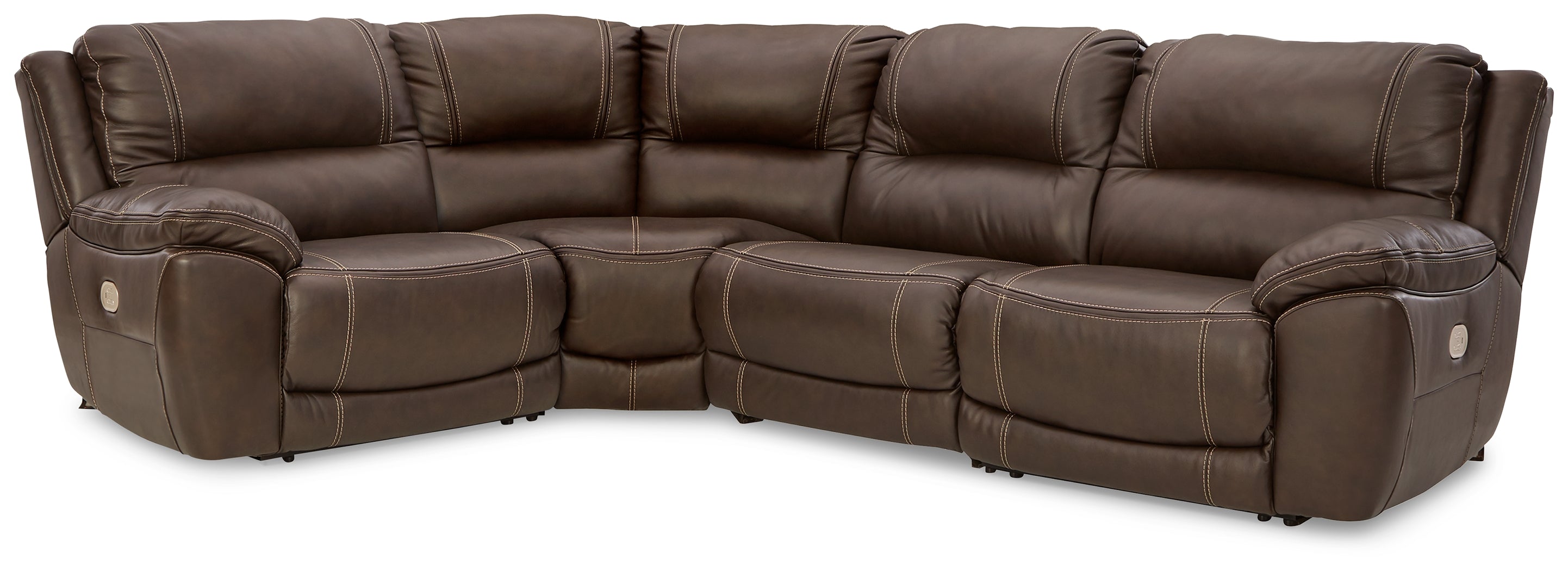 Coral Furniture - Ashley Furniture - Dunleith Sectional - 4-Piece Power Reclining Sectional / Chocolate - U71604S6