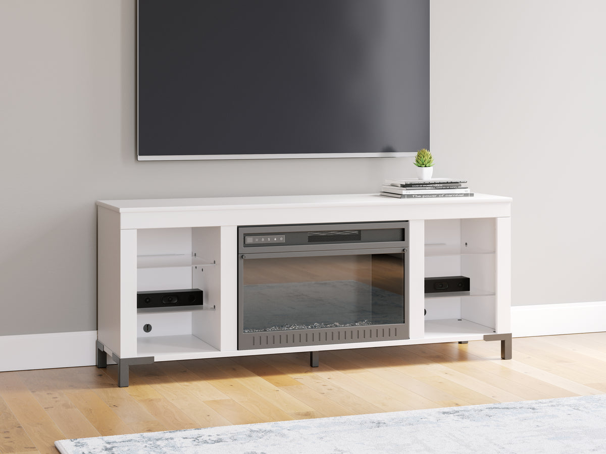 Coral Furniture - Ashley Furniture - Brollevi TV Stand - 60" with Electric Fireplace / White - W2722-168
