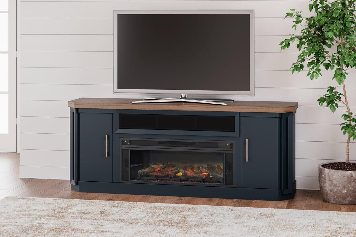 Coral Furniture - Ashley Furniture - Landocken 83" TV Stand with Electric Fireplace - 83" TV Stand with Electric Fireplace / Two-tone - W402W1