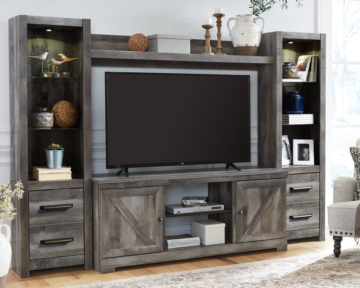 Coral Furniture - Ashley Furniture - Wynnlow Entertainment Center - 4-Piece Entertainment Center / Gray - W440W2