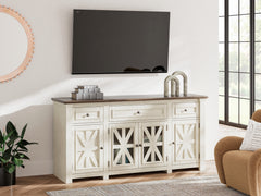 Coral Furniture - Ashley Furniture - Bolanburg 73" TV Stand - 73" / White/Weathered Gray - W647-68